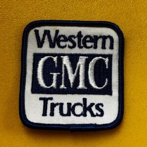 Vintage Western GMC Trucks Embroidered Patch Navy Blue White Automotive Logo